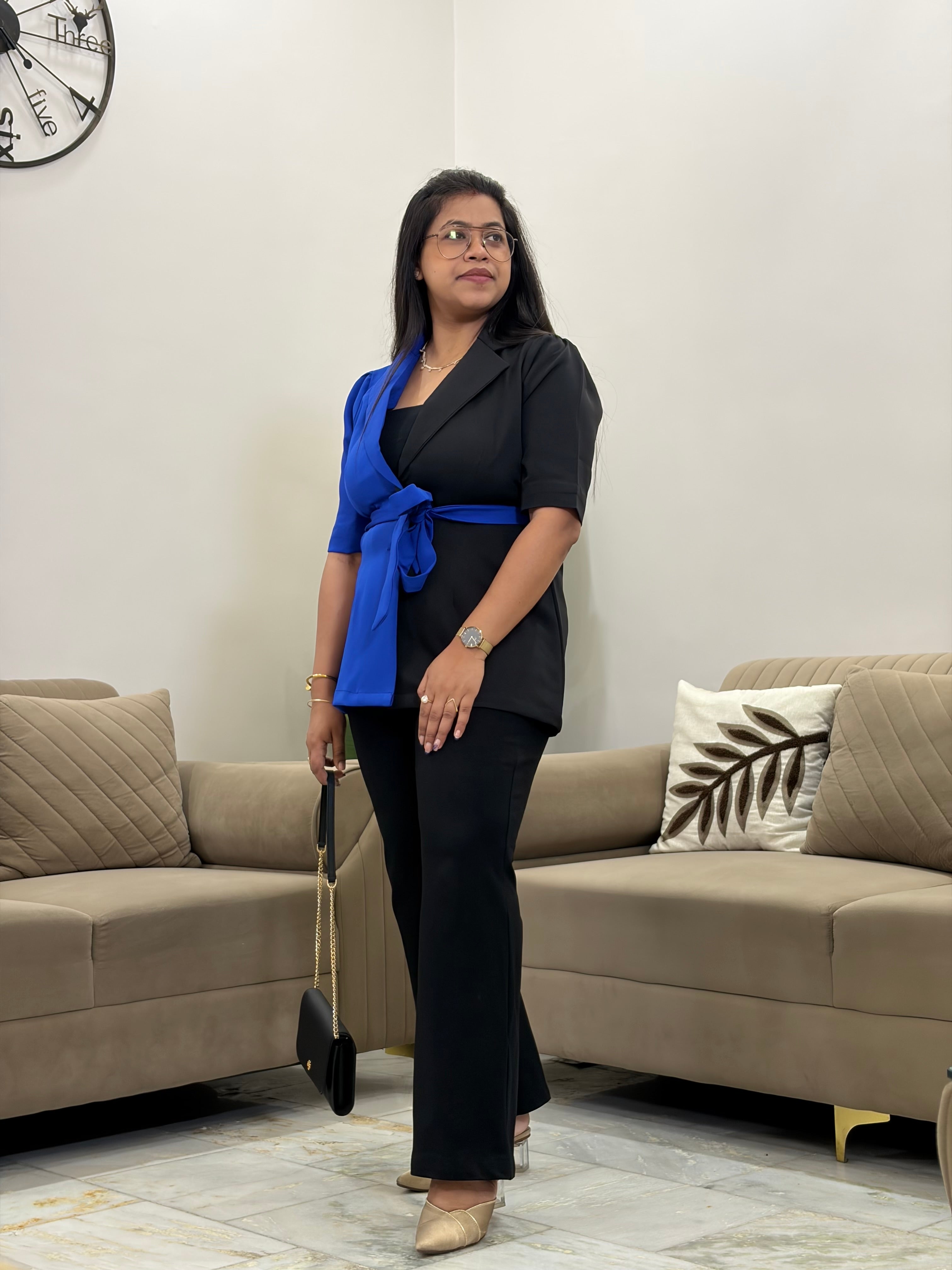 Blue Black Blazer Set