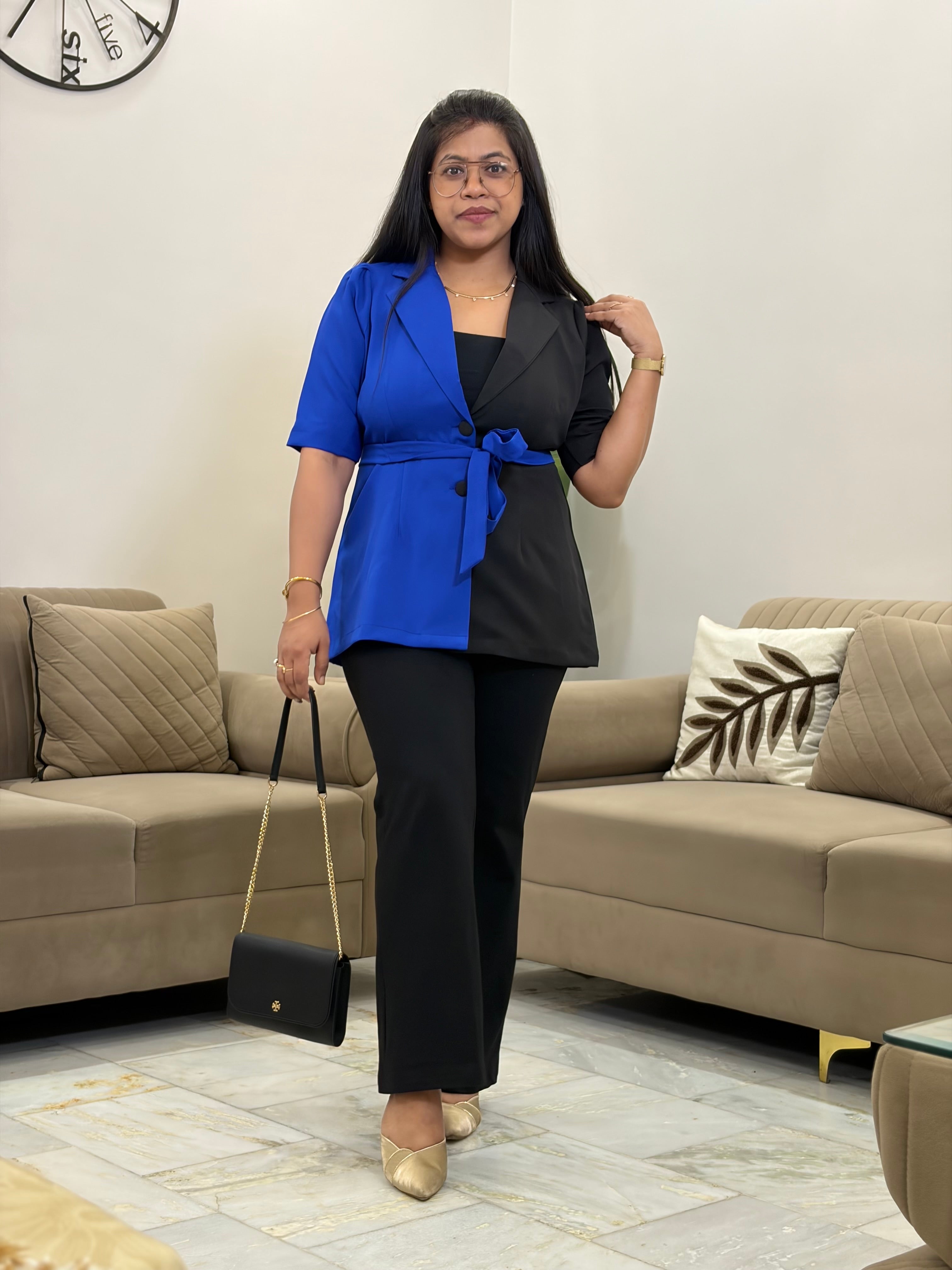 Blue Black Blazer Set