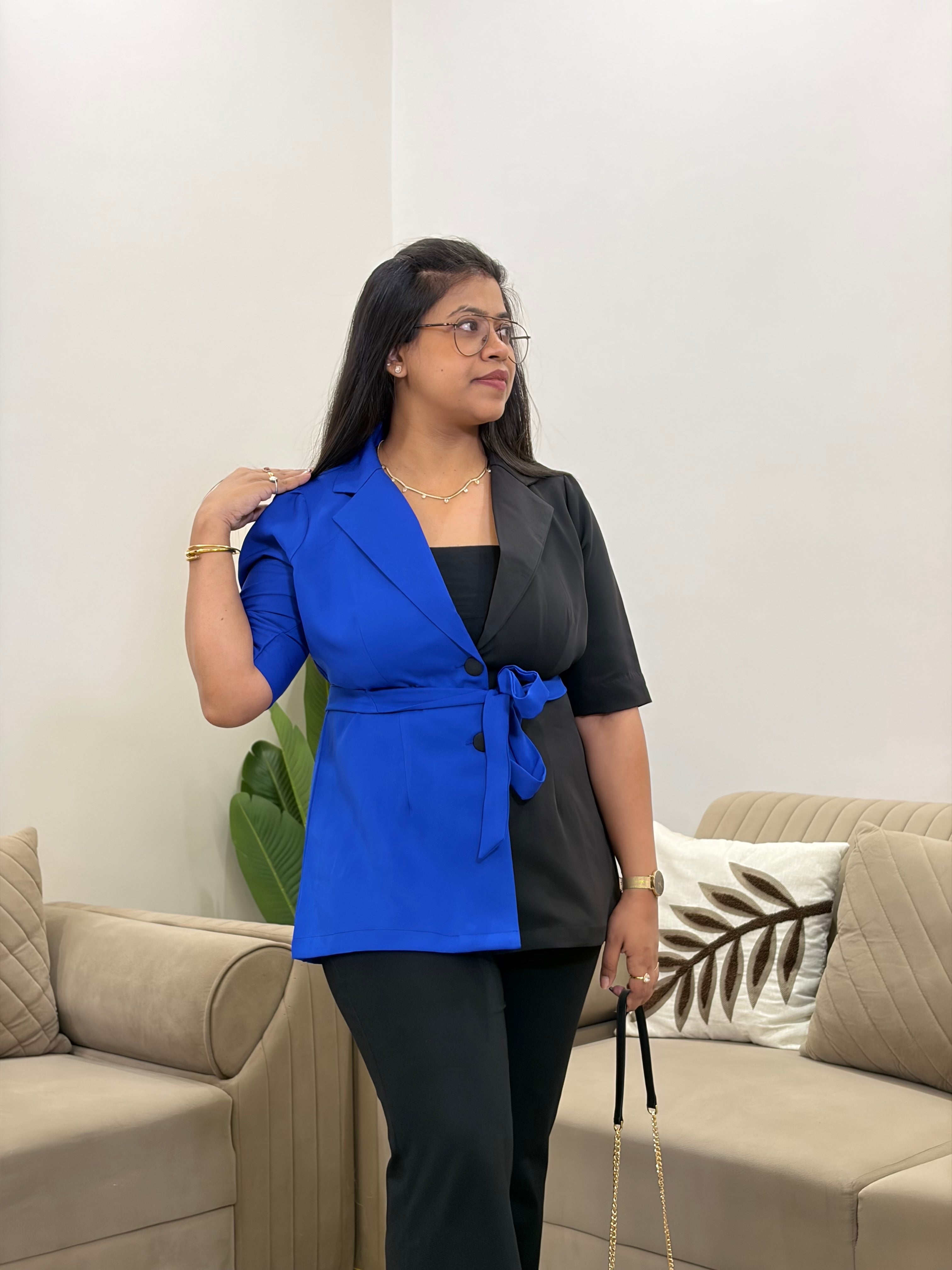 Blue Black Blazer Set