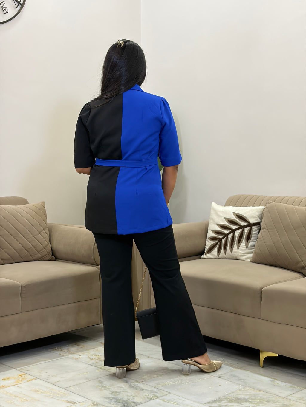 Blue Black Blazer Set