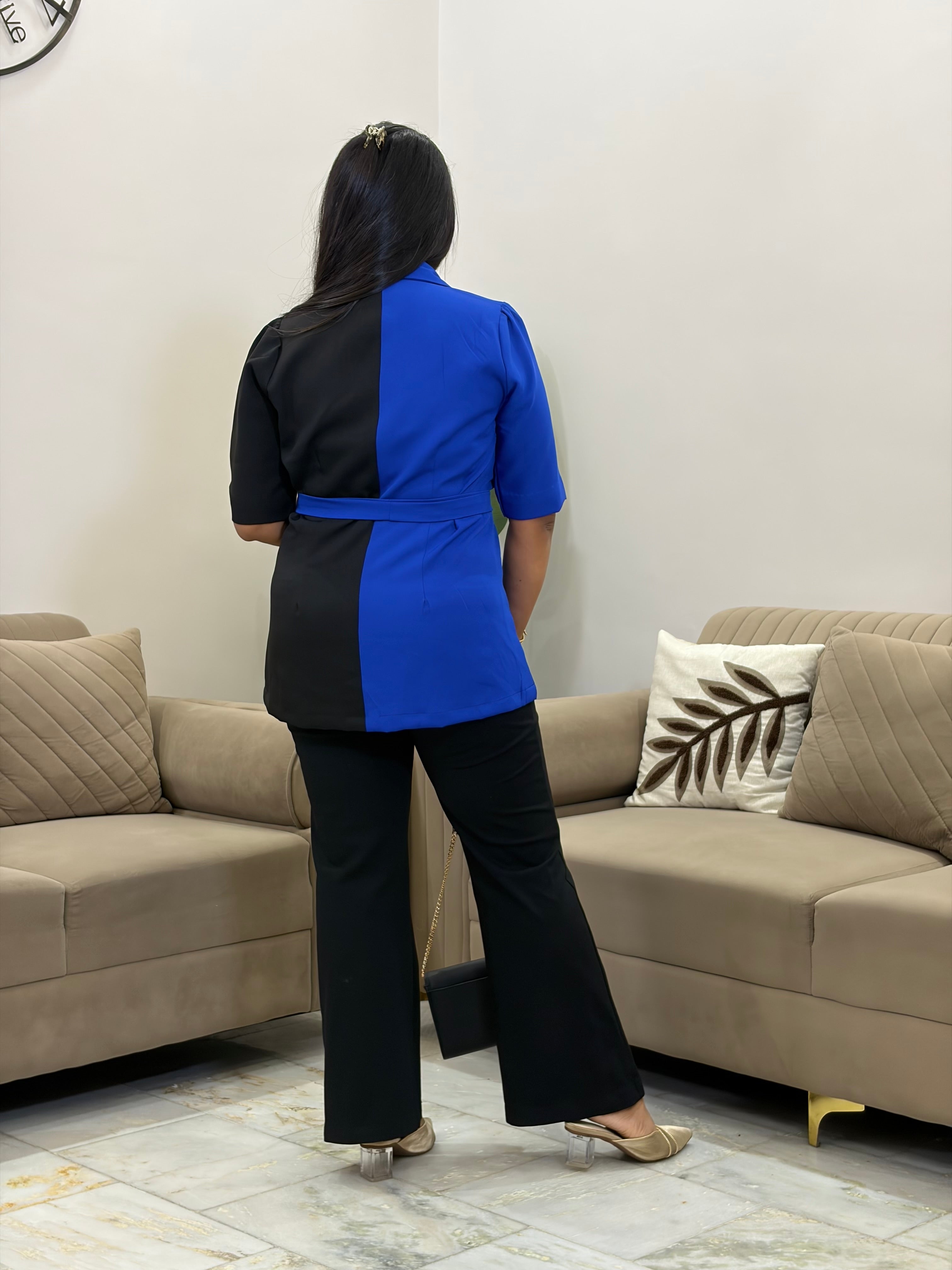 Blue Black Blazer Set
