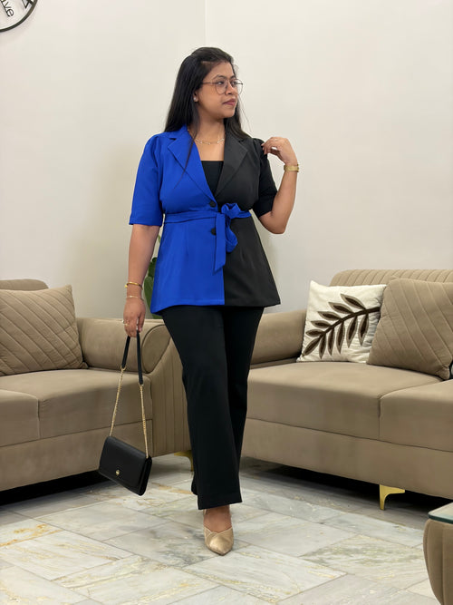 Blue Black Blazer Set