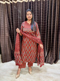 Red Brick Jaipuri Cotton Suit