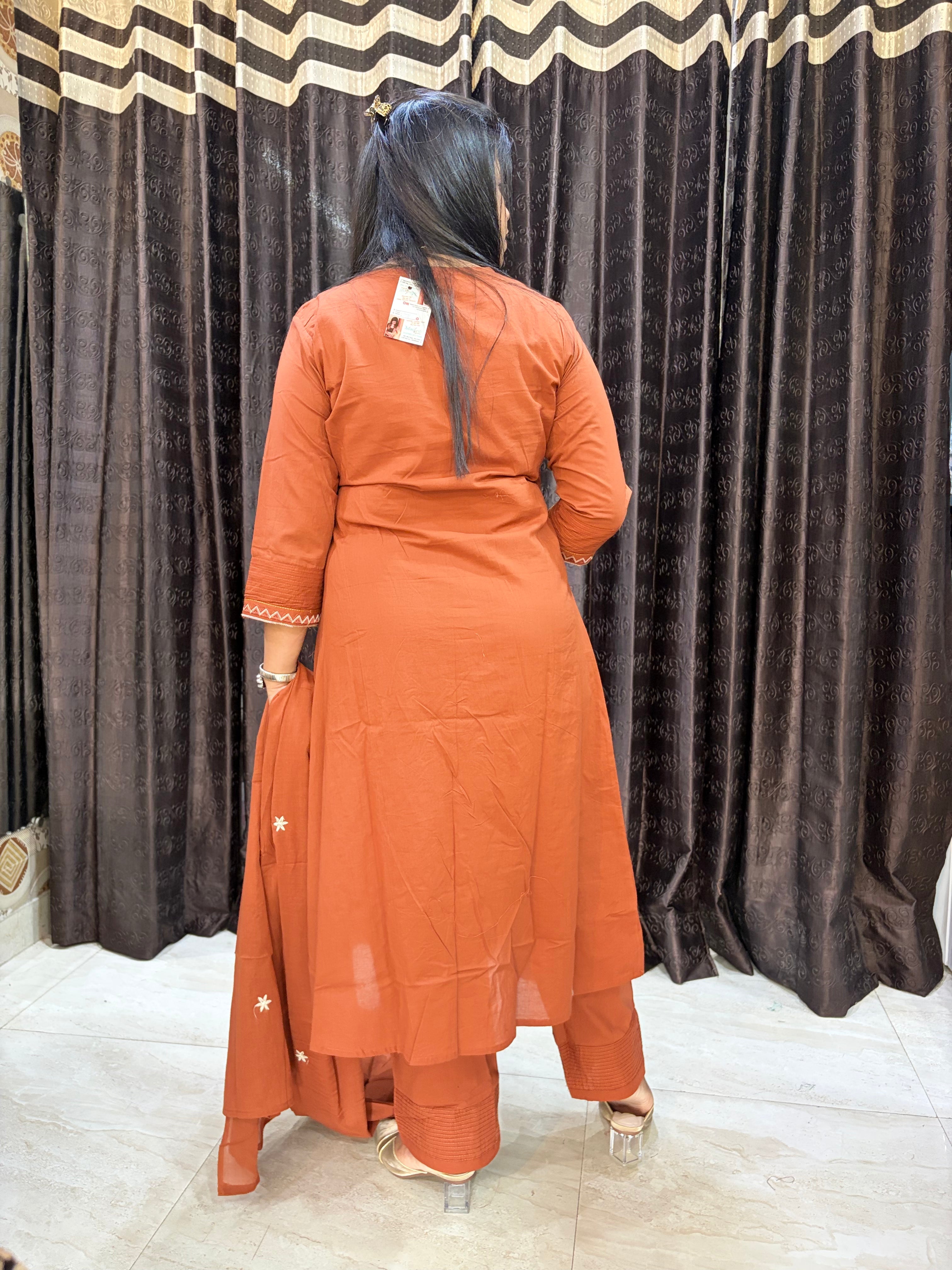 Rust orange A line suit
