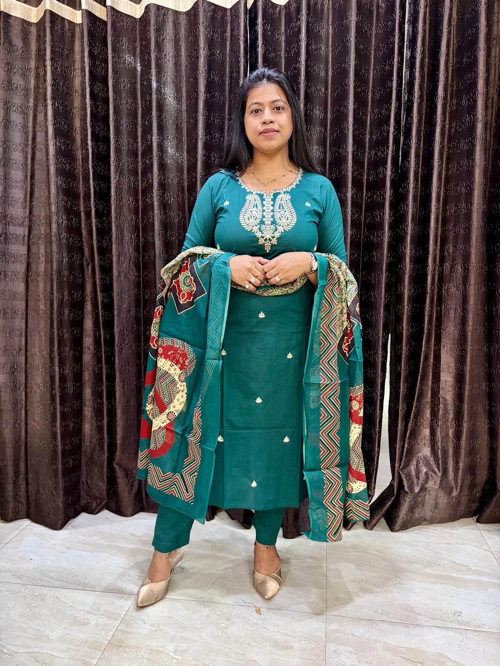 Pine Green Jaipuri Suit