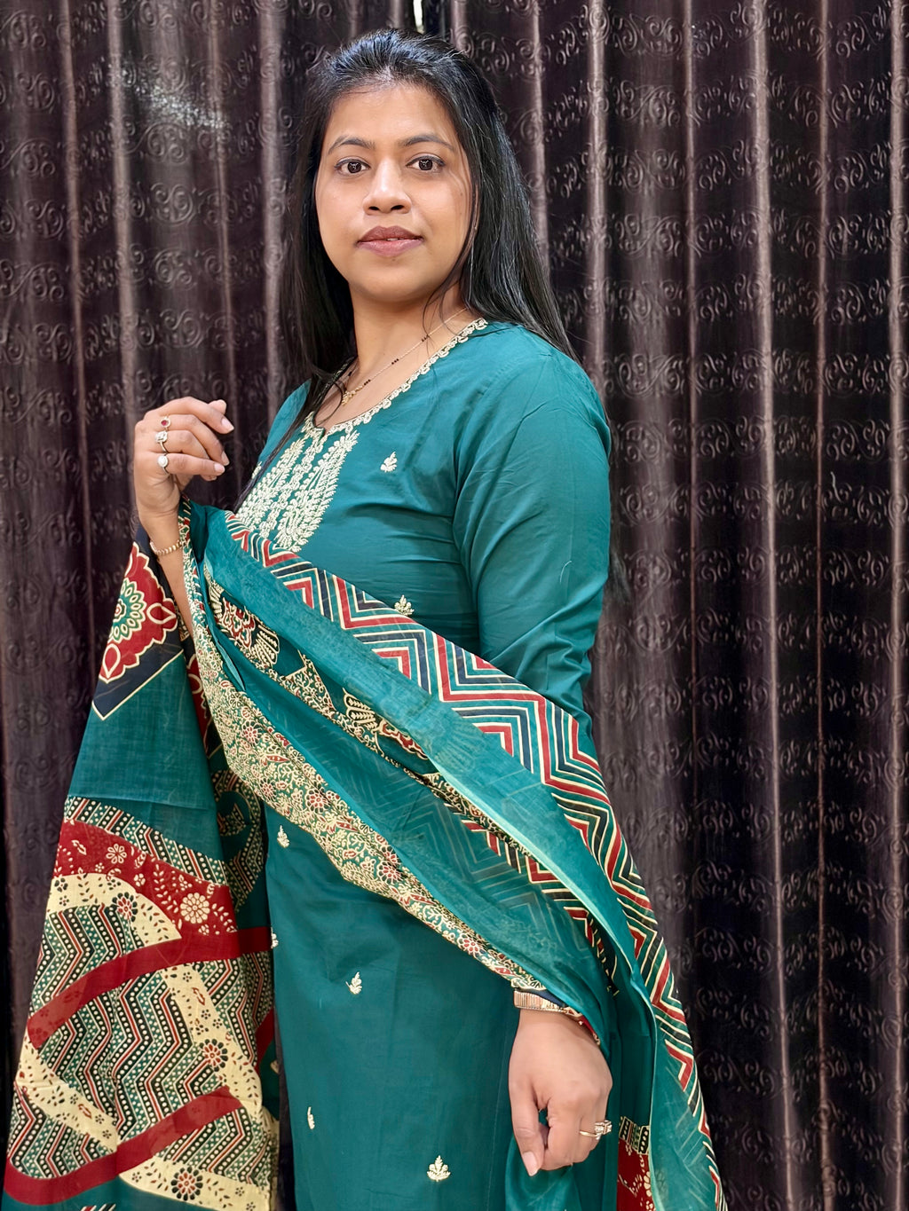 Pine Green Jaipuri Suit