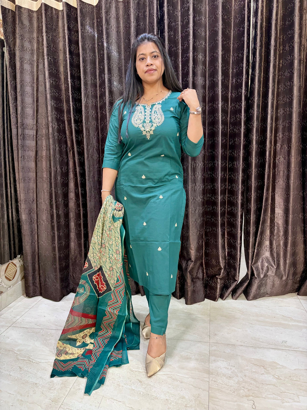 Pine Green Jaipuri Suit
