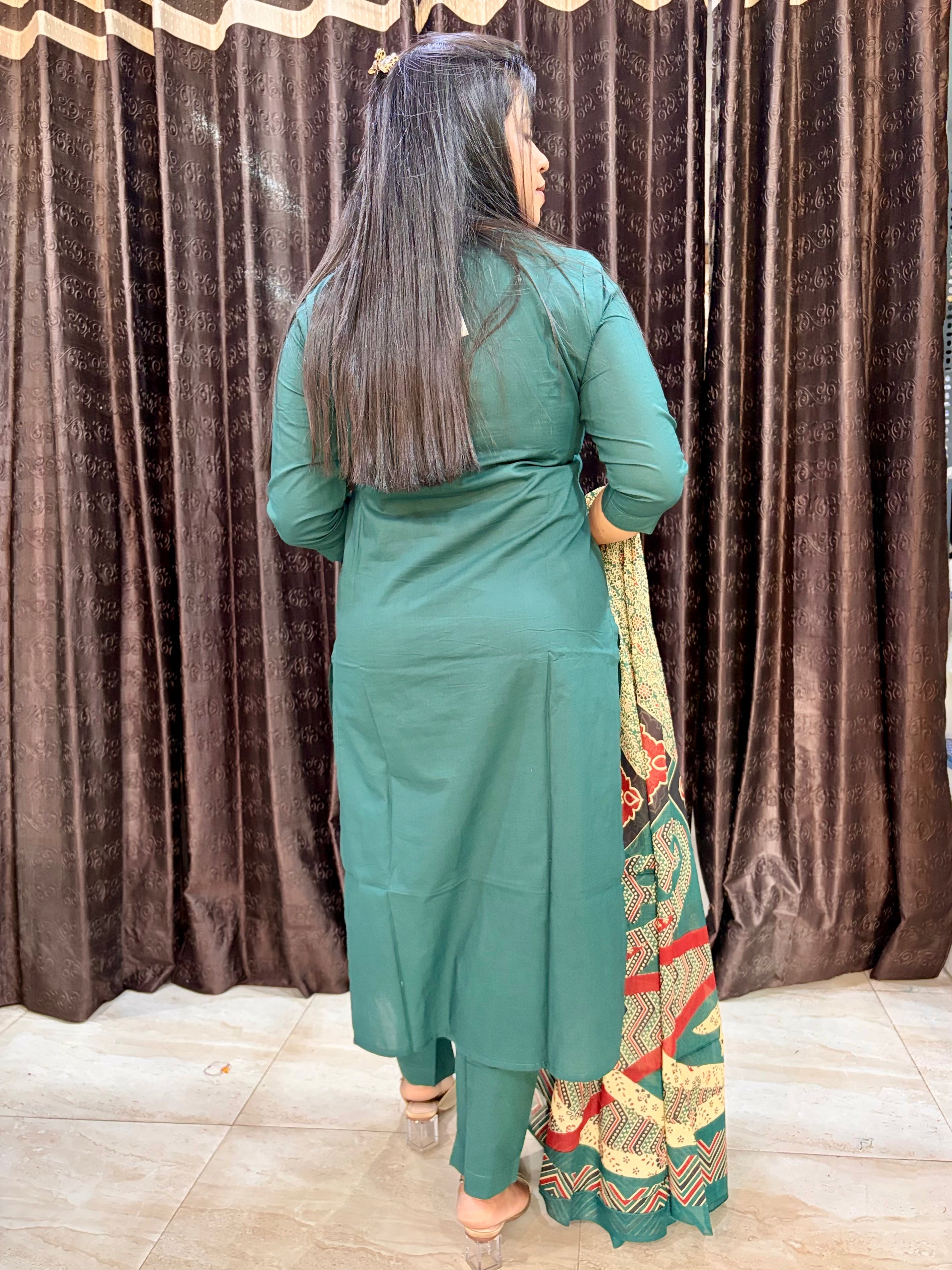 Pine Green Jaipuri Suit