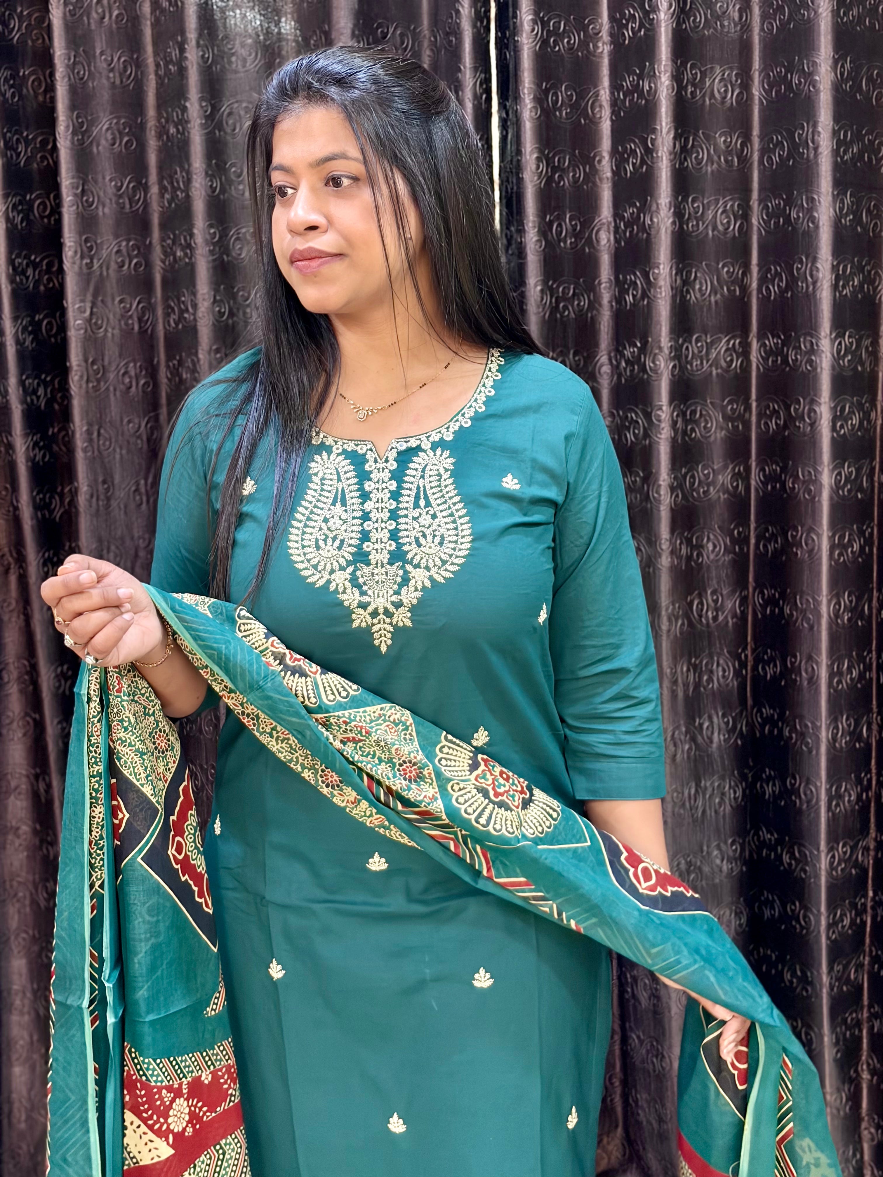 Pine Green Jaipuri Suit