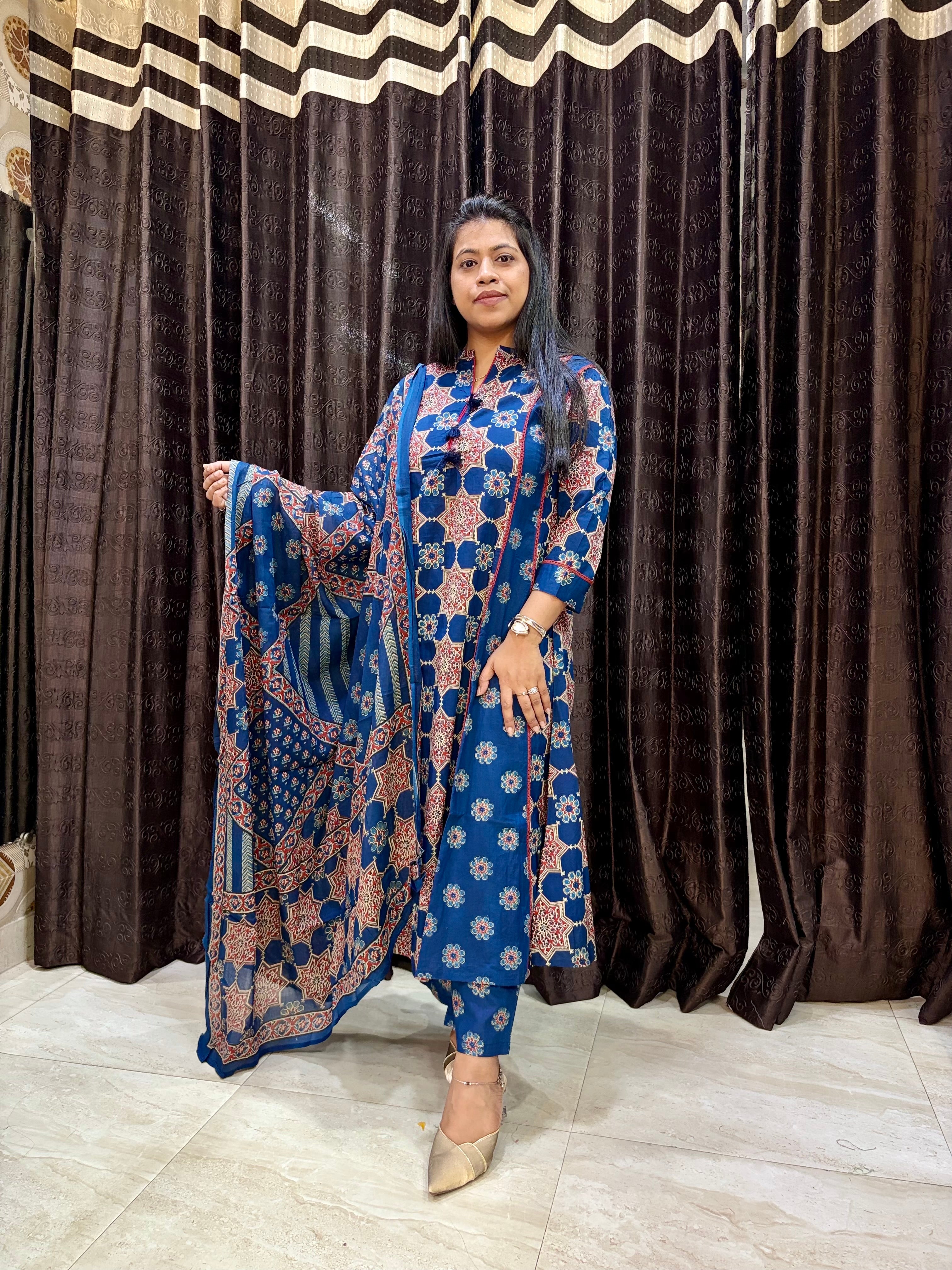 Blue Jaipuri Anarkali suit