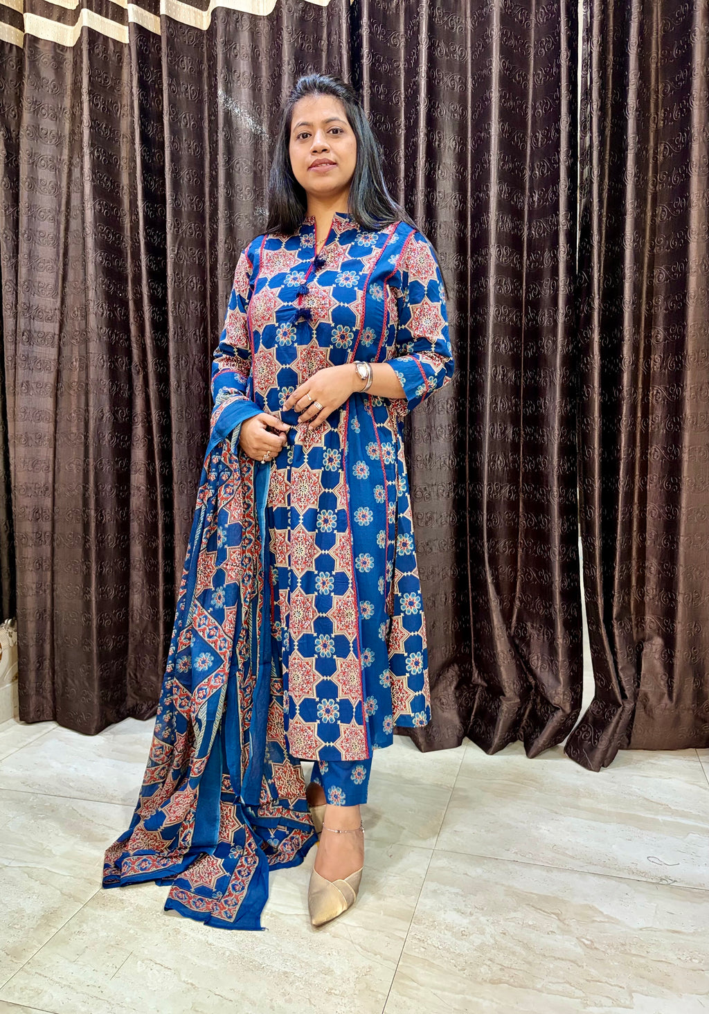 Blue Jaipuri Anarkali suit