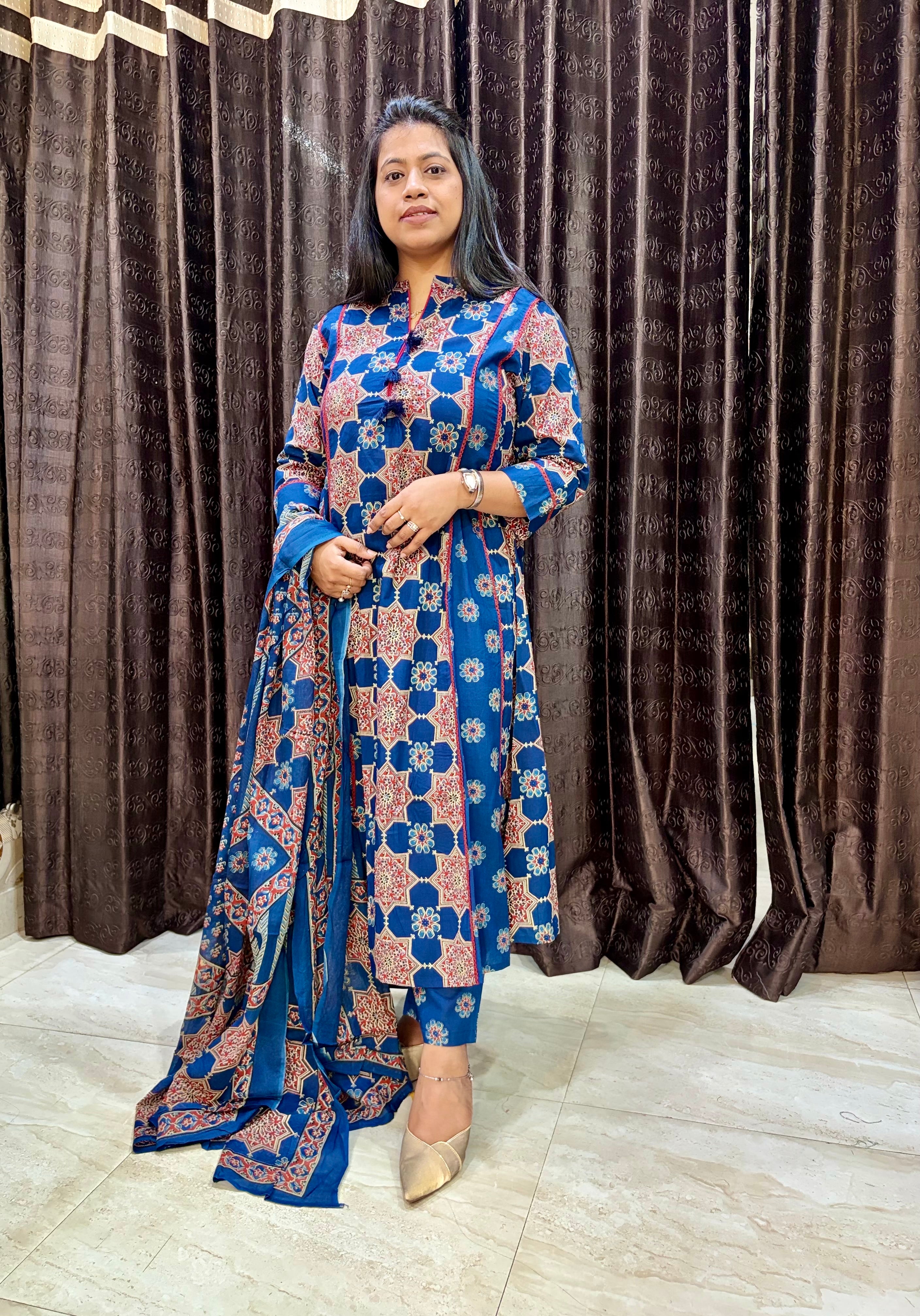 Blue Jaipuri Anarkali suit