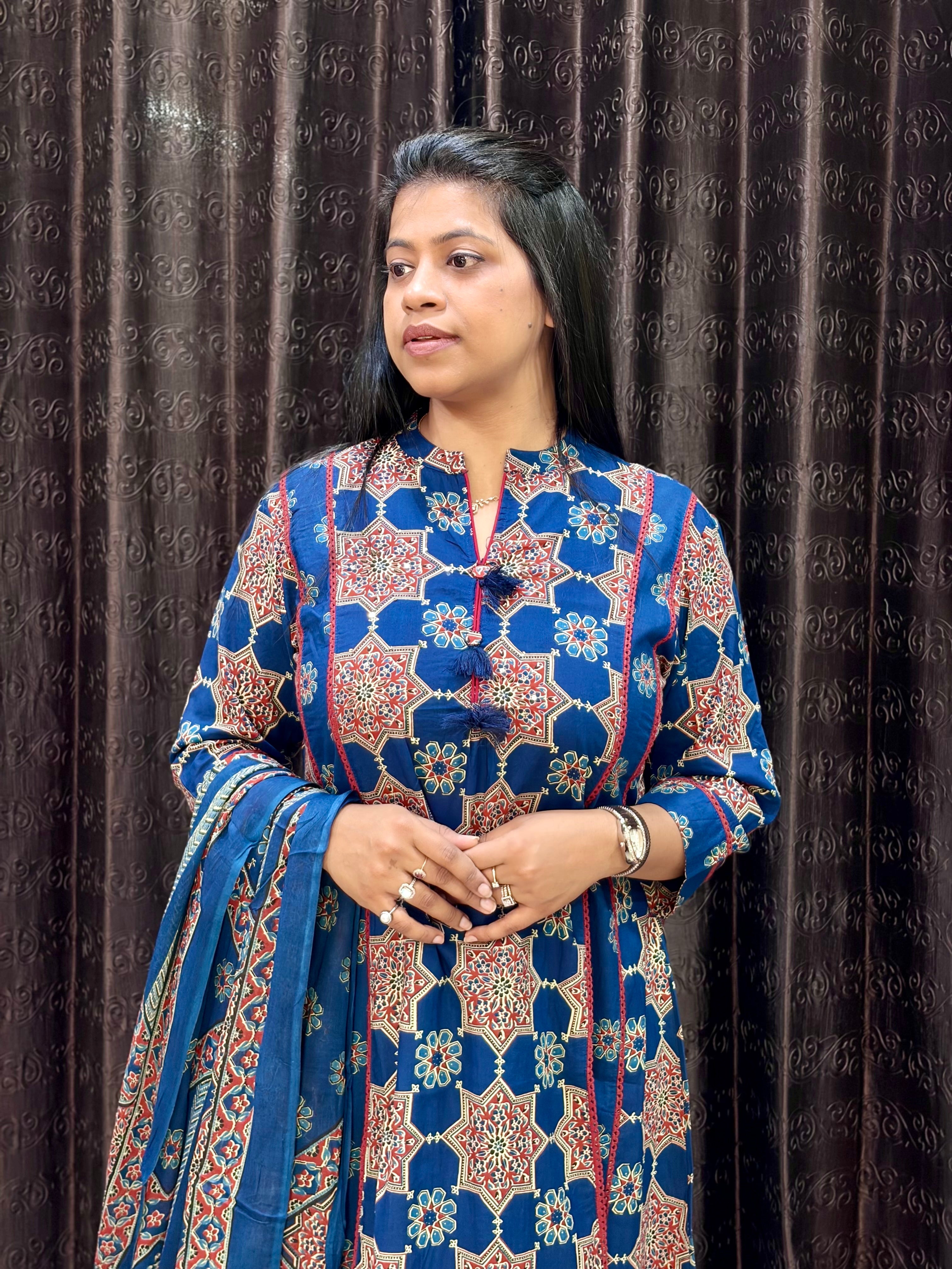 Blue Jaipuri Anarkali suit