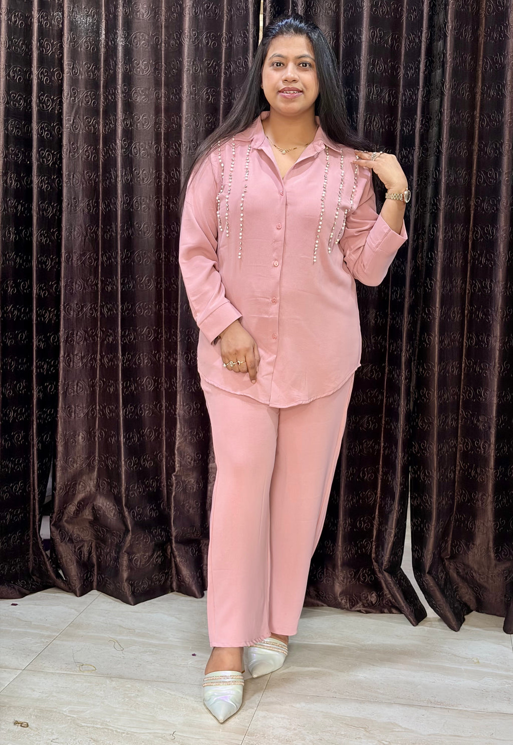 Pink Crepe cord set