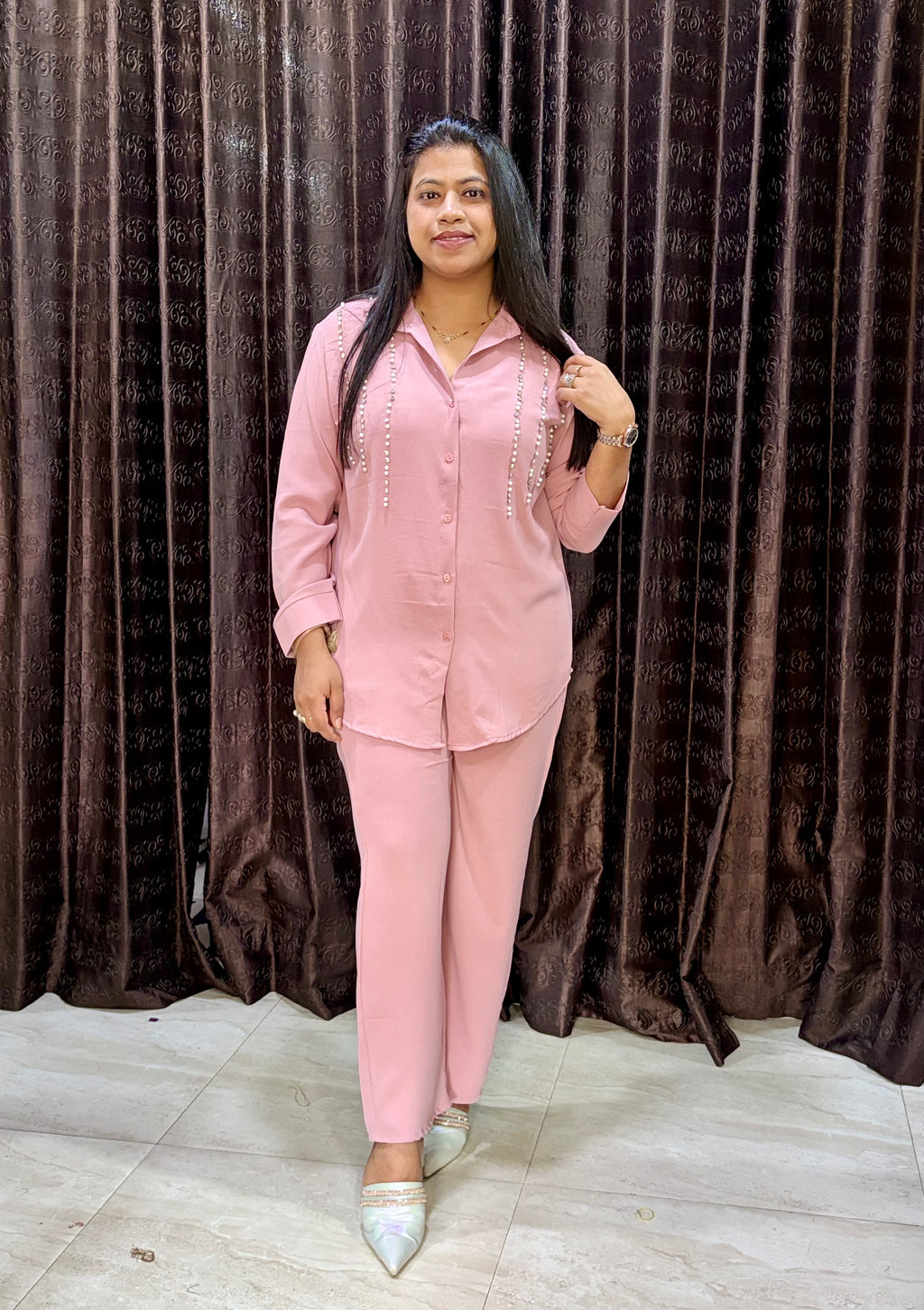 Pink Crepe cord set