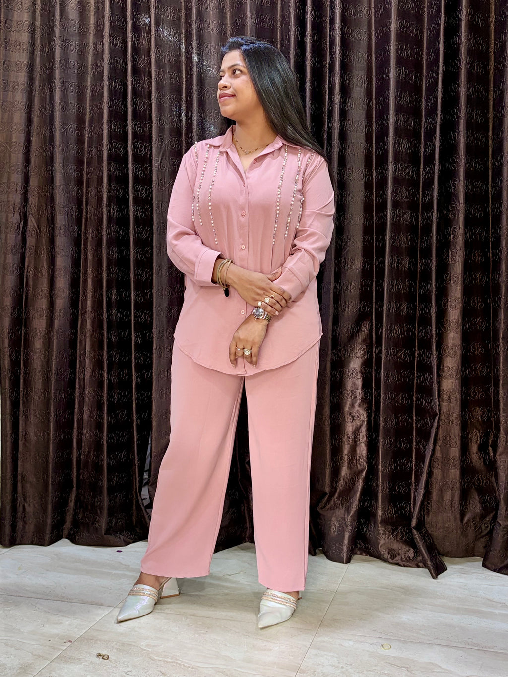 Pink Crepe cord set