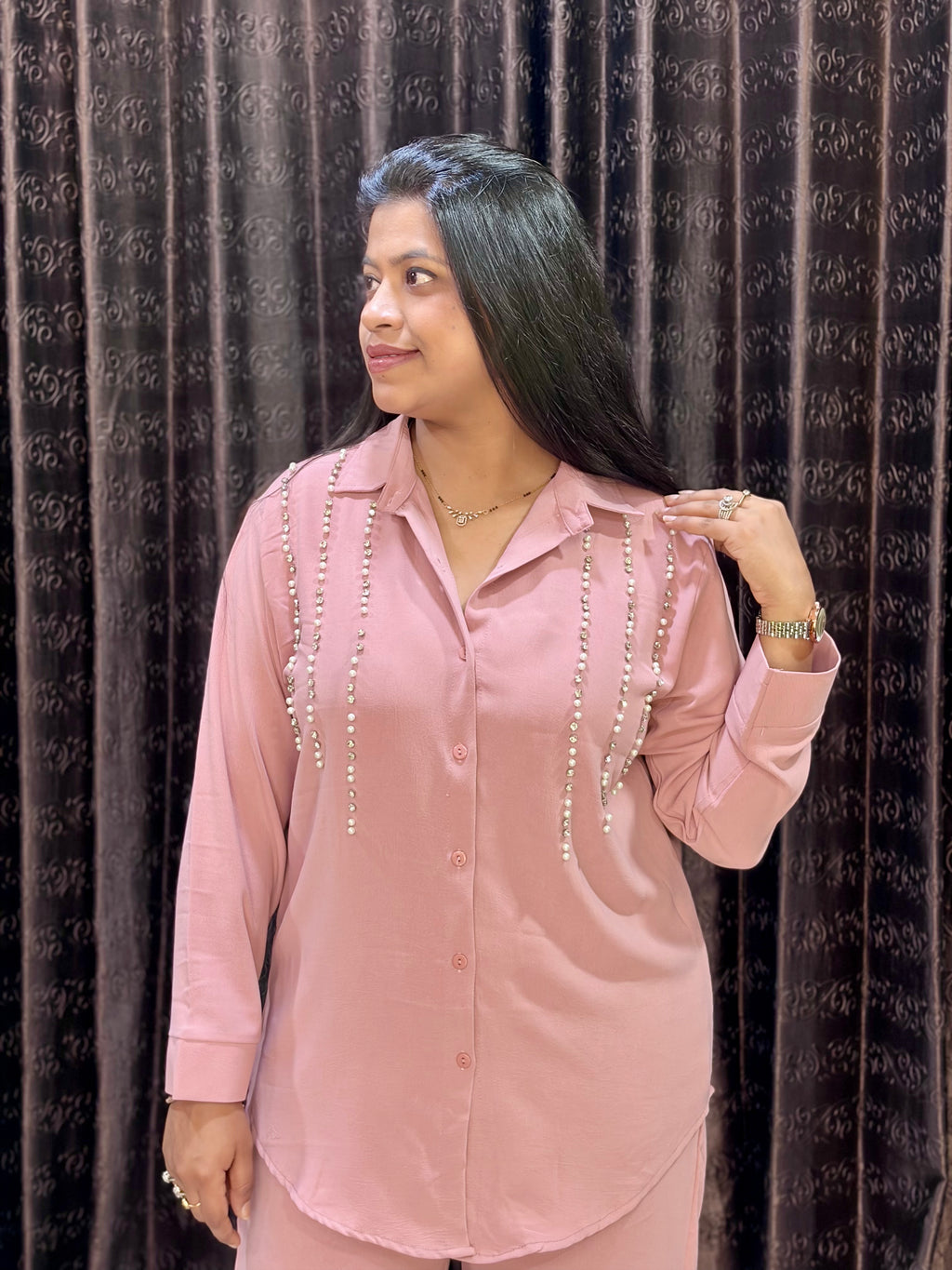 Pink Crepe cord set