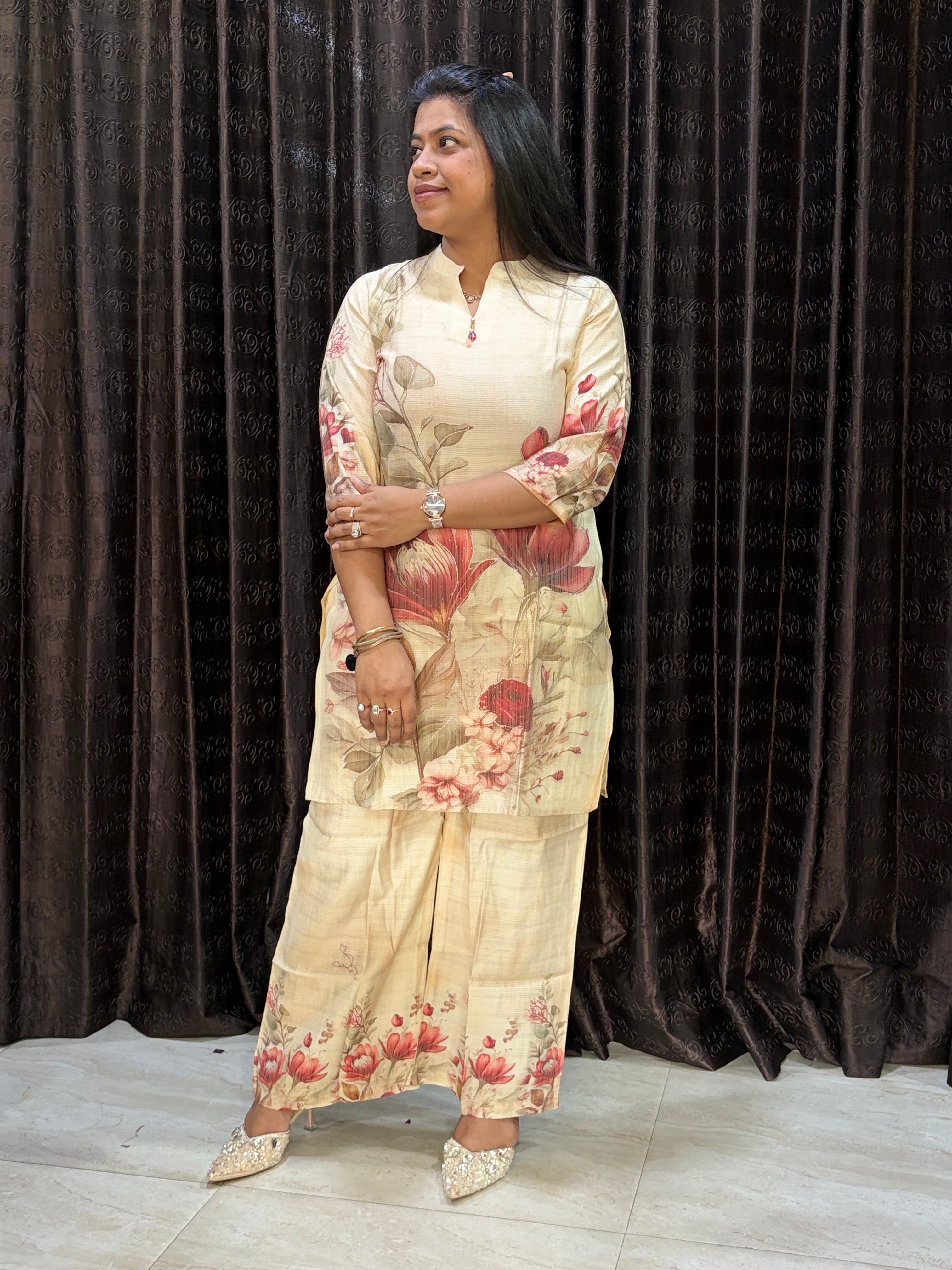 Pink floral cord set