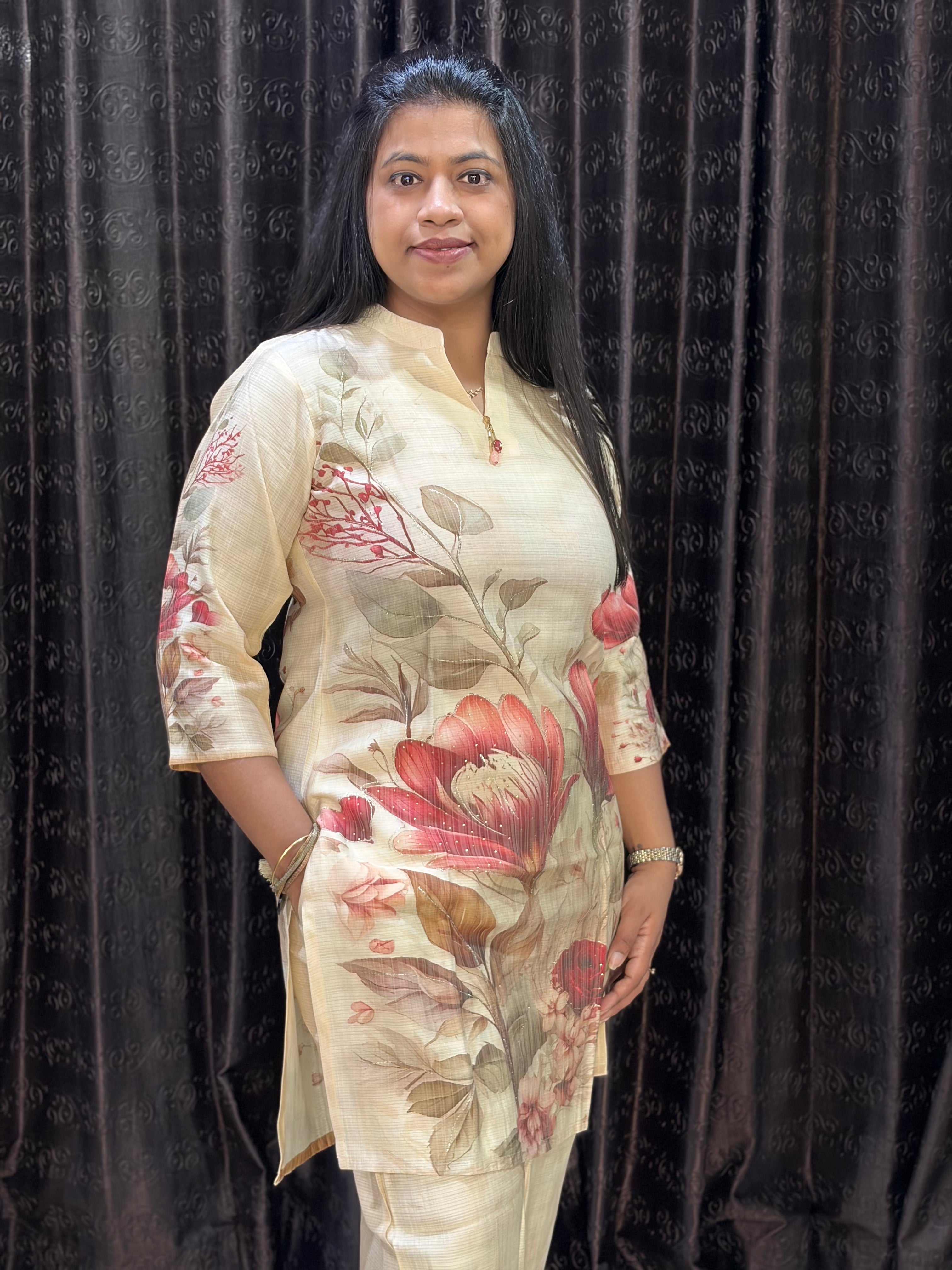 Pink floral cord set