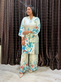 Blue floral cord set