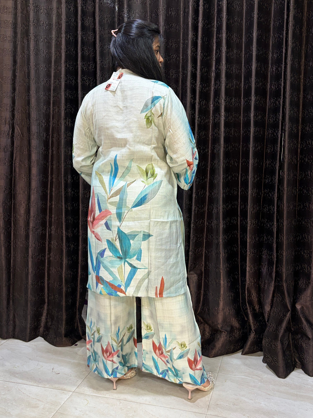 Blue floral cord set
