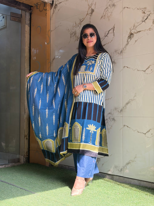 Blue Green Jaipuri suit
