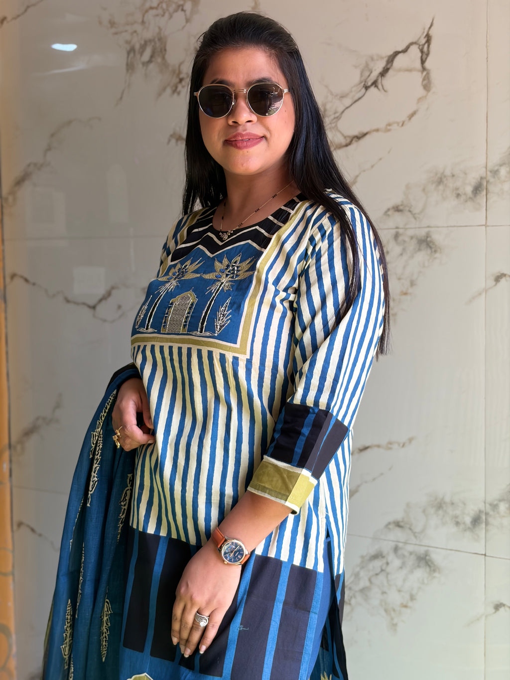 Blue Green Jaipuri suit