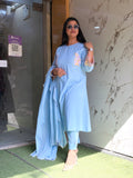 Sky Blue A Line Cotton suit
