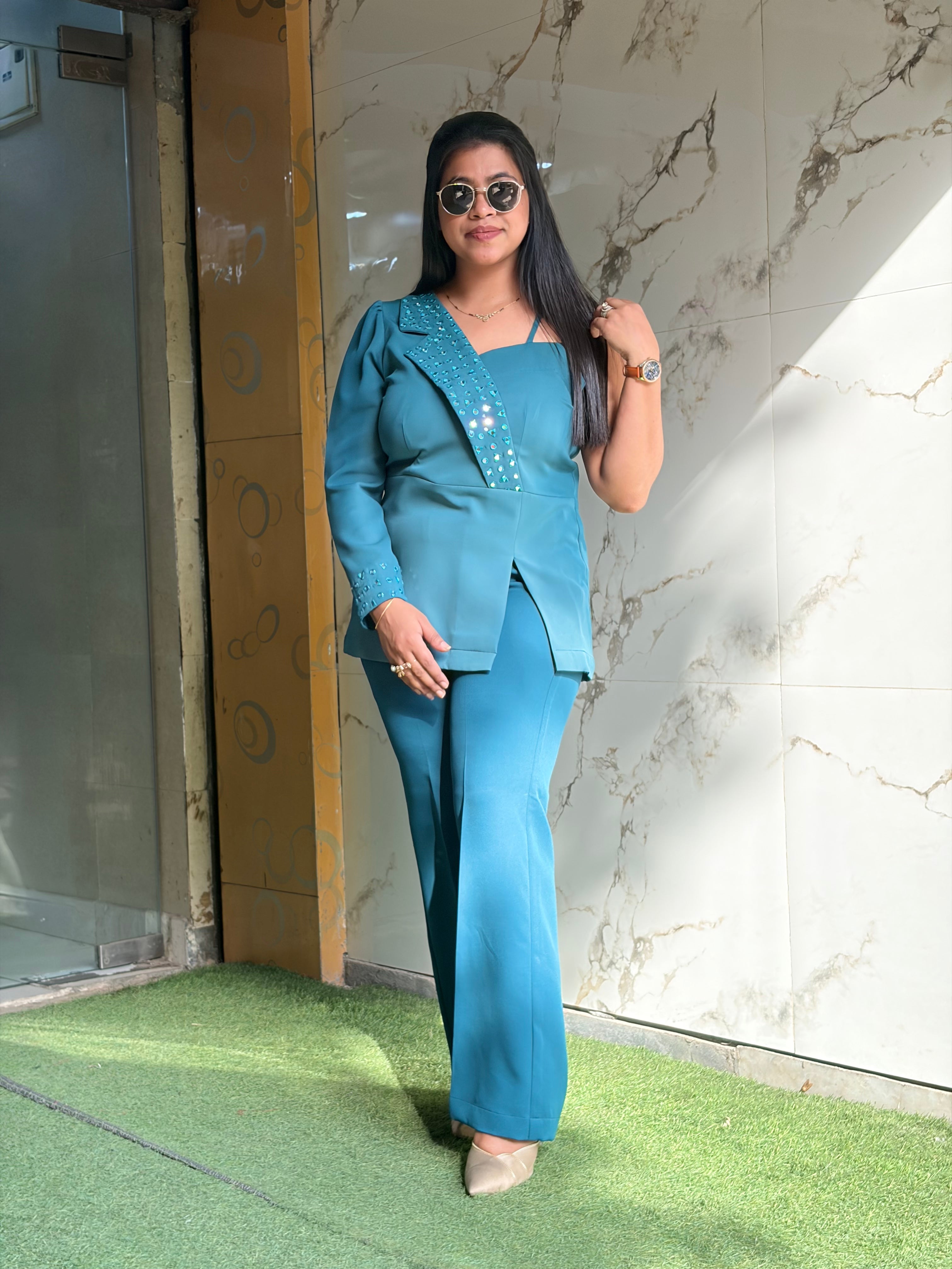 Turquoise Asymmetric Cord set