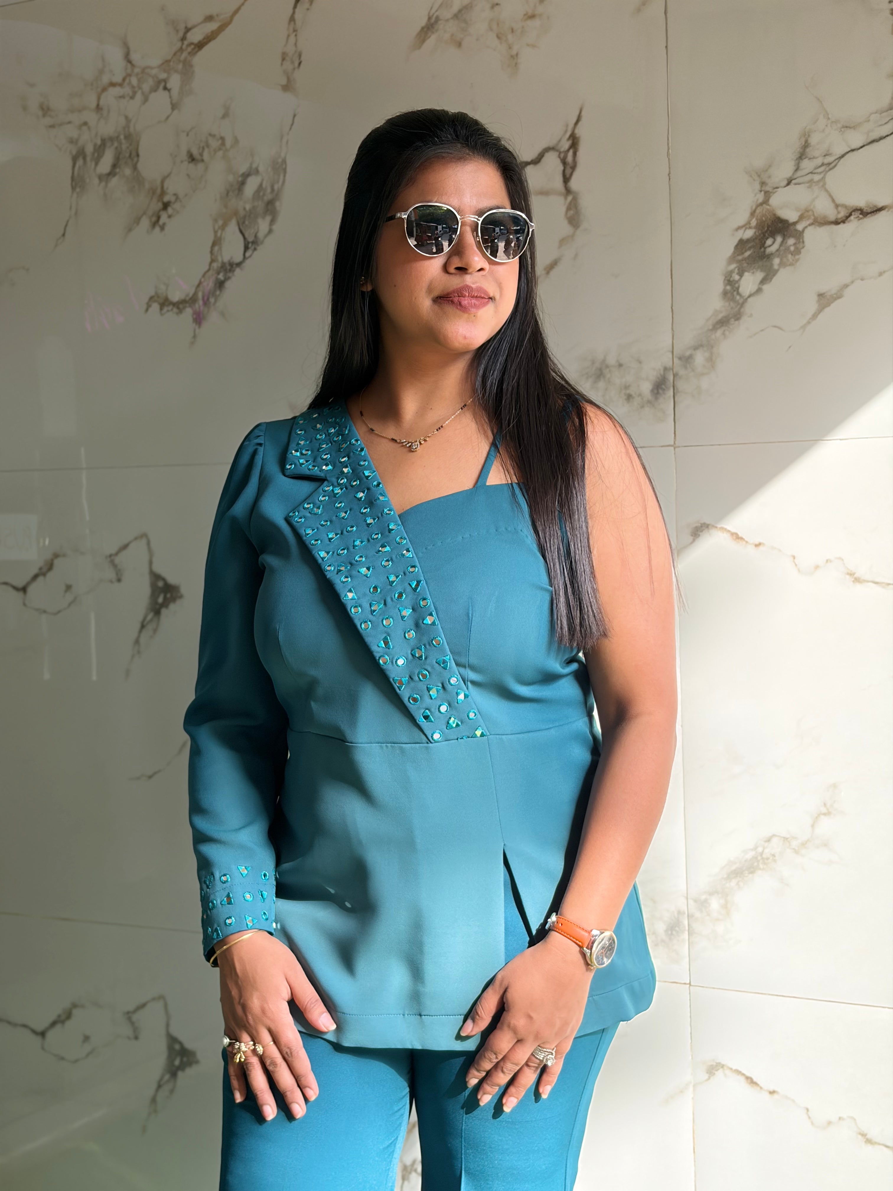 Turquoise Asymmetric Cord set