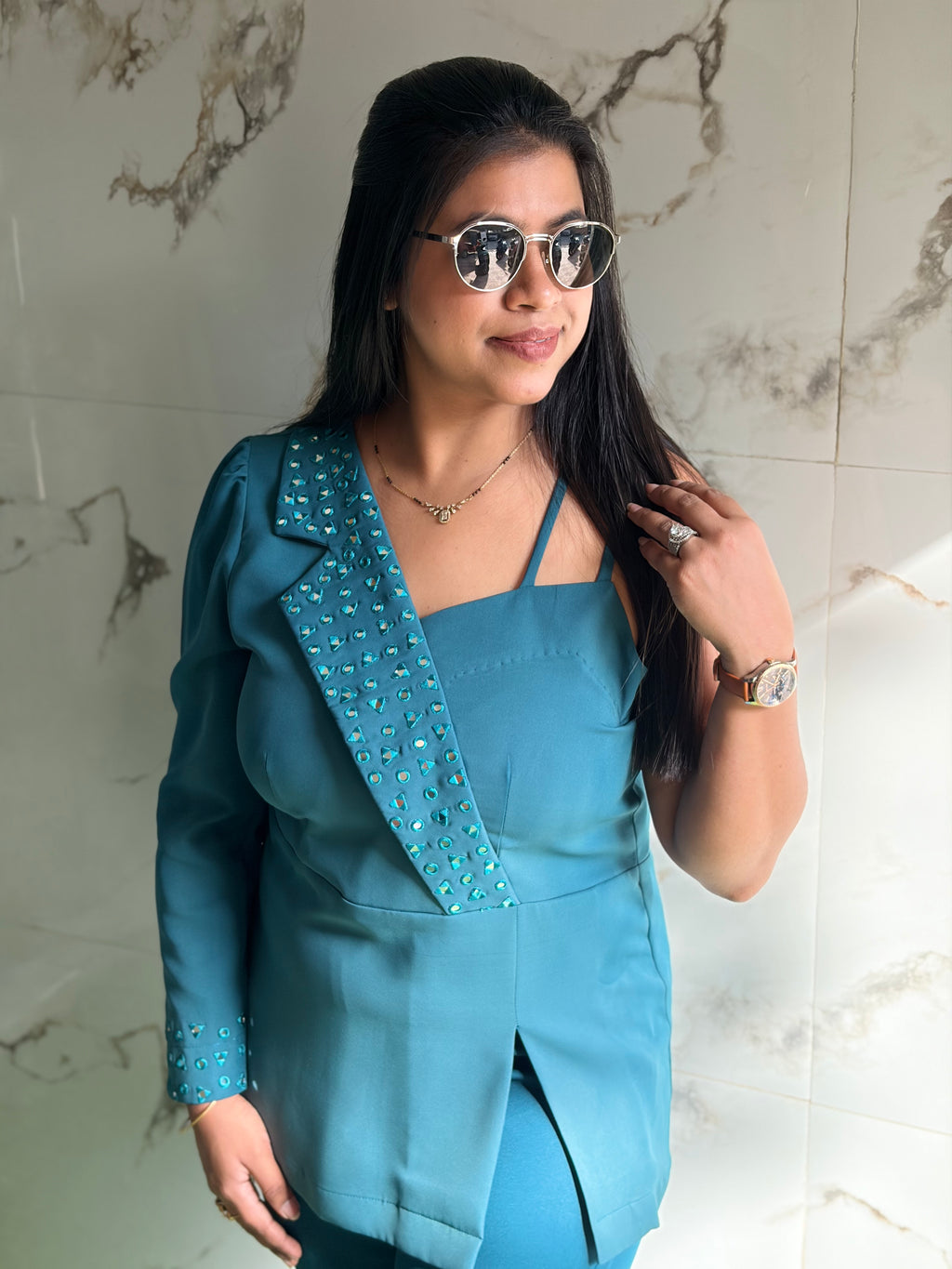 Turquoise Asymmetric Cord set