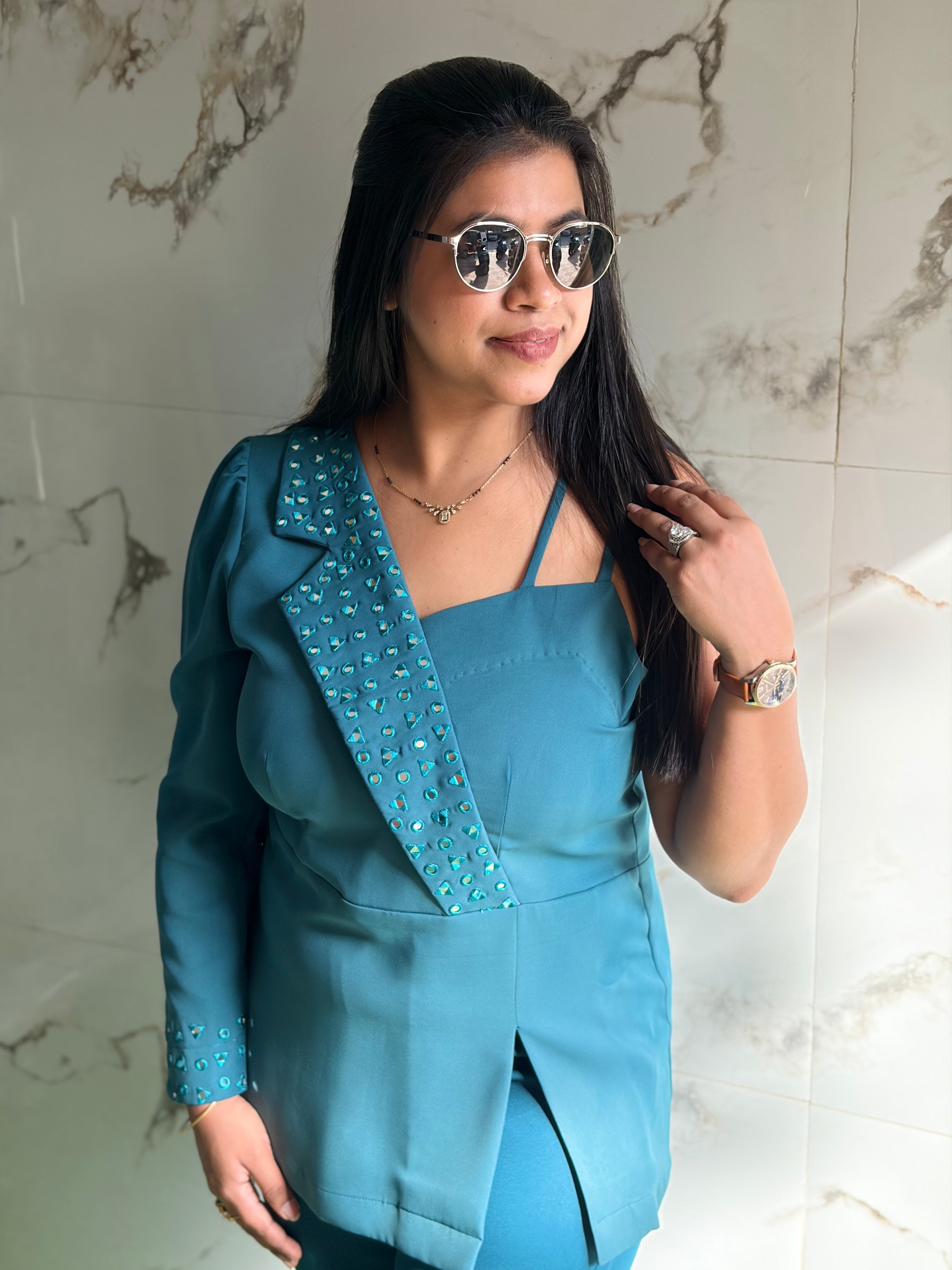 Turquoise Asymmetric Cord set