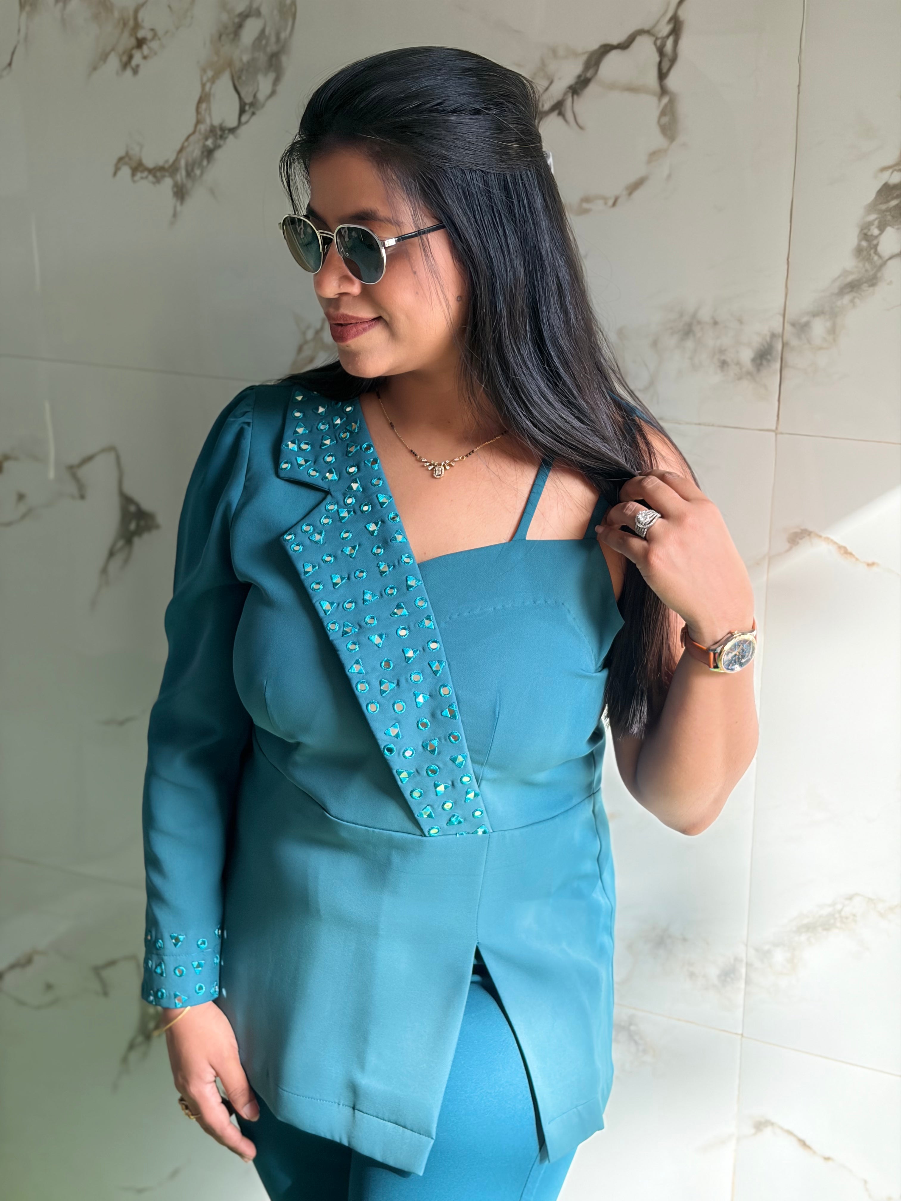 Turquoise Asymmetric Cord set