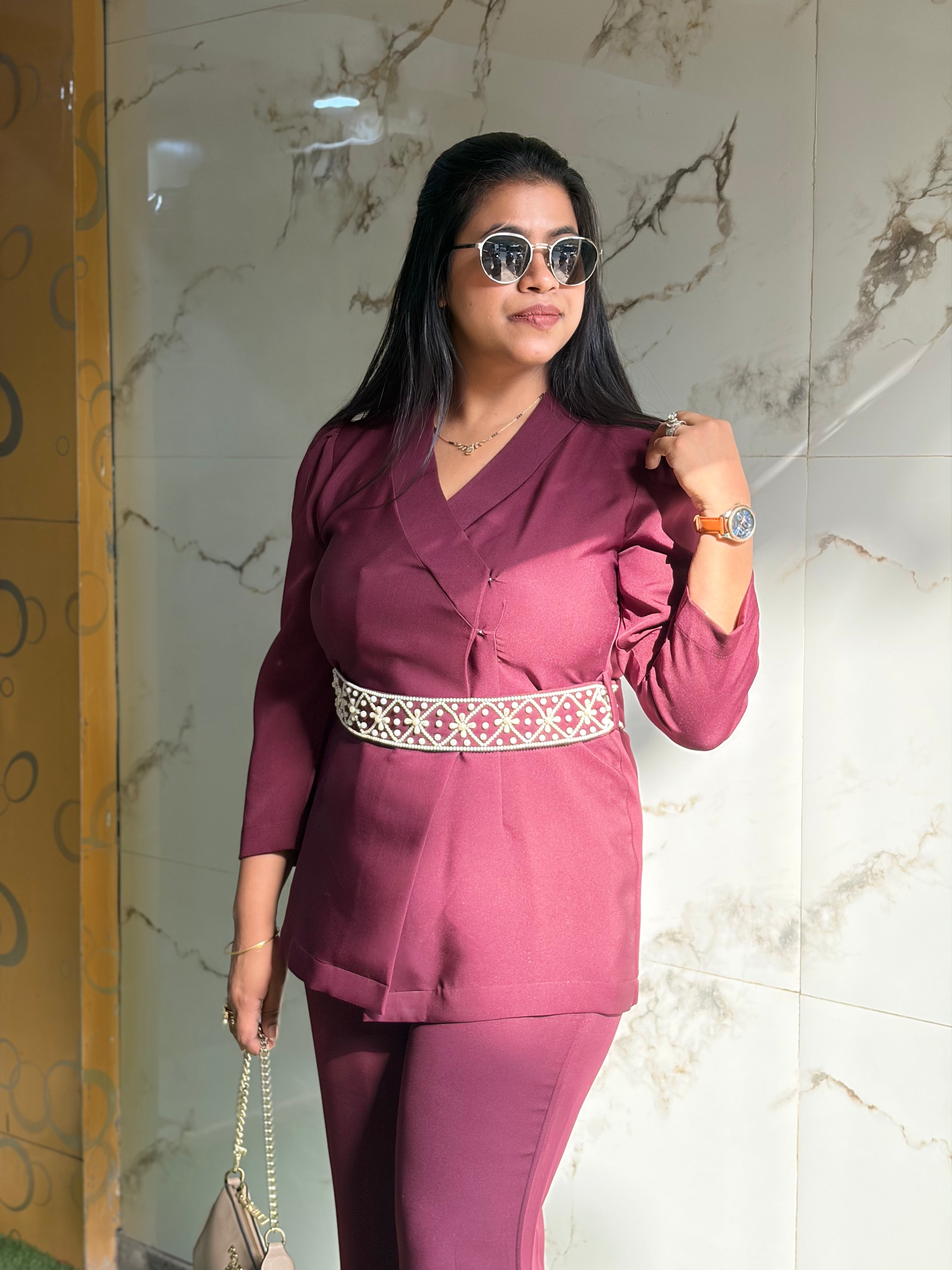Wine Blazer Set